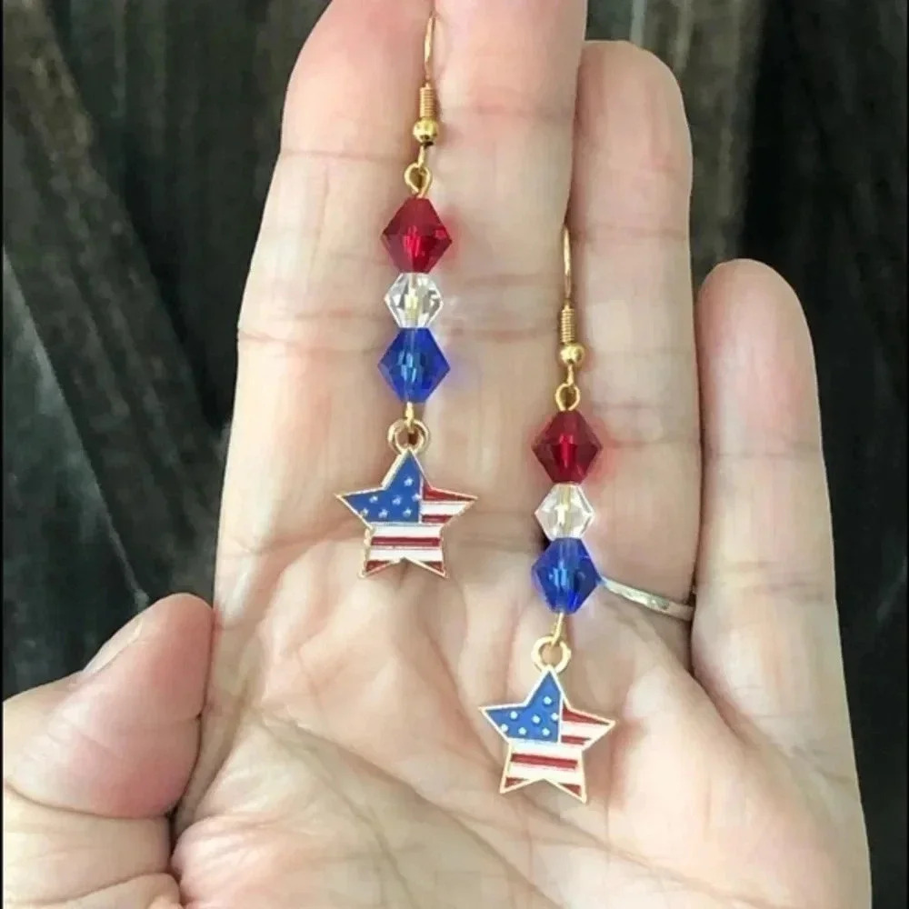 Patriotic 4th of July Independence Day Drop Earrings B